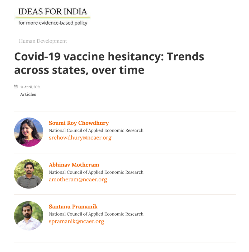 Covid-19 vaccine hesitancy: Trends across states, over time