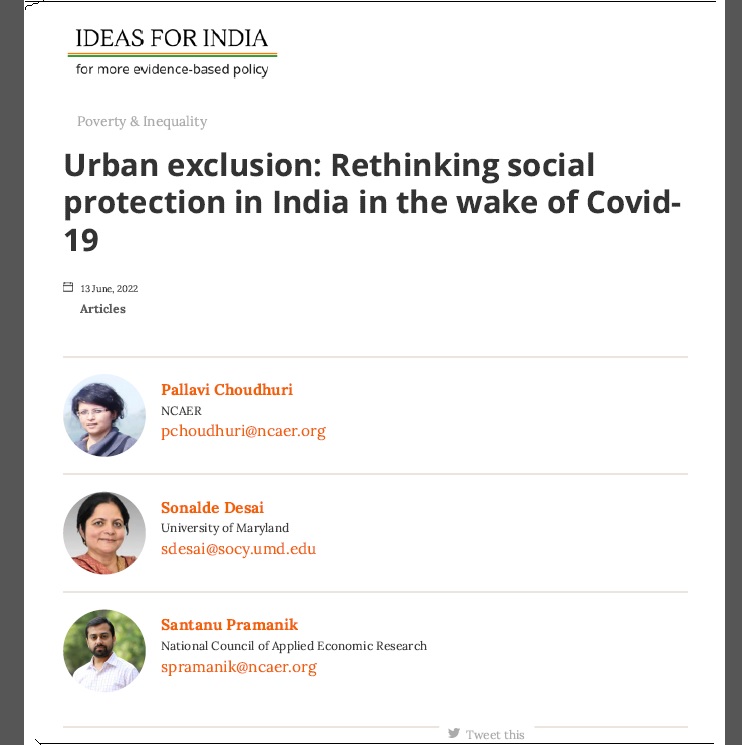 Urban exclusion: Rethinking social protection in India in the wake of Covid-19