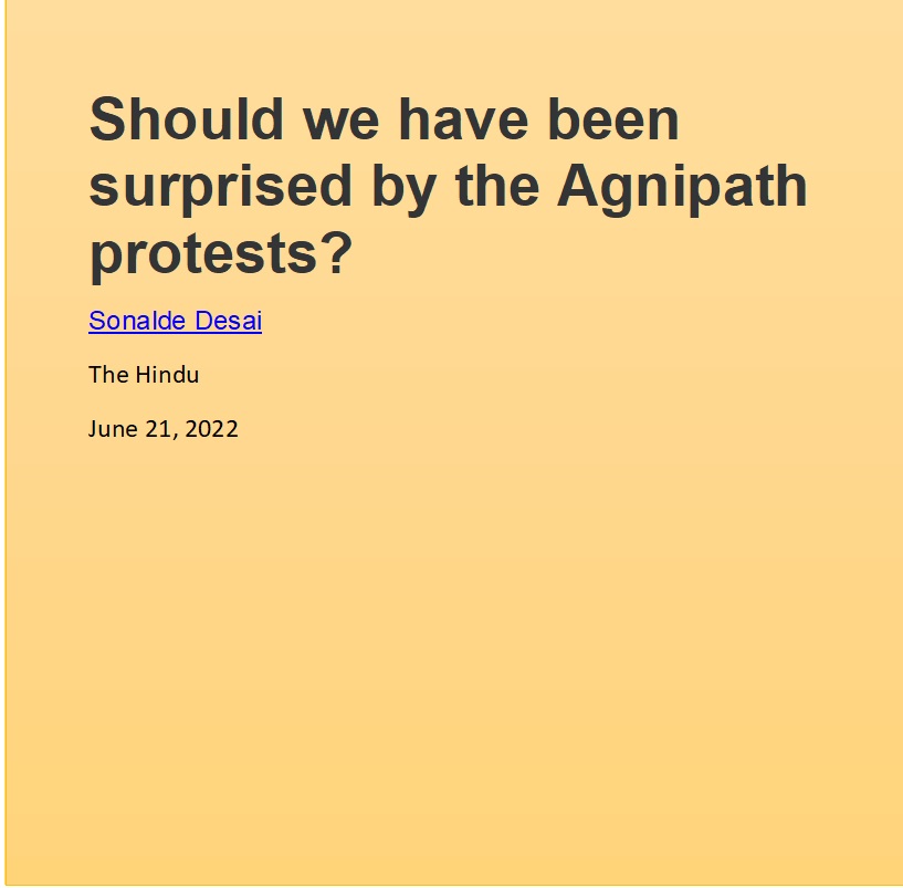 Should we have been surprised by the Agnipath protests?