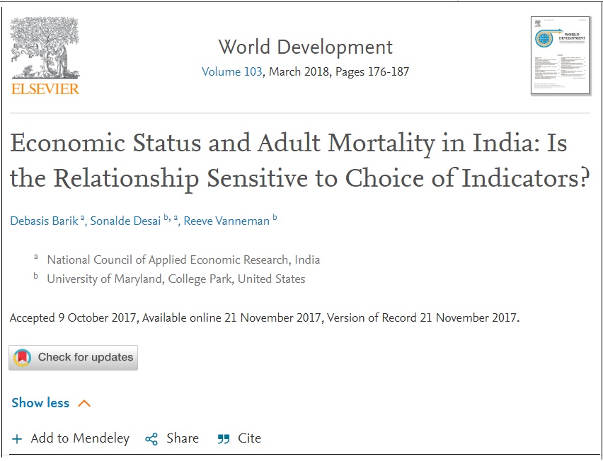 Economic Status and Adult Mortality in India: Is the Relationship Sensitive to Choice of Indicators?