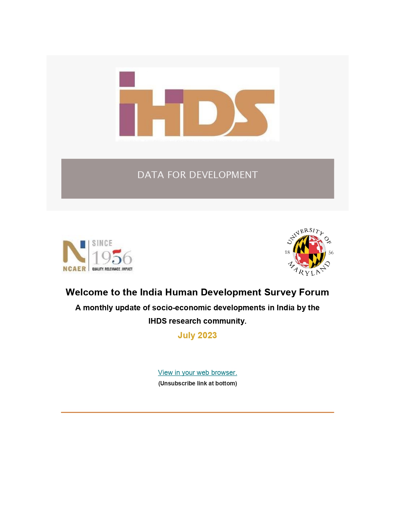 India Human Development Survey Forum: July 2023