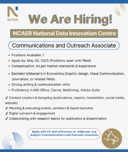 Communications and Outreach Associate, NCAER National Data Innovation Centre
