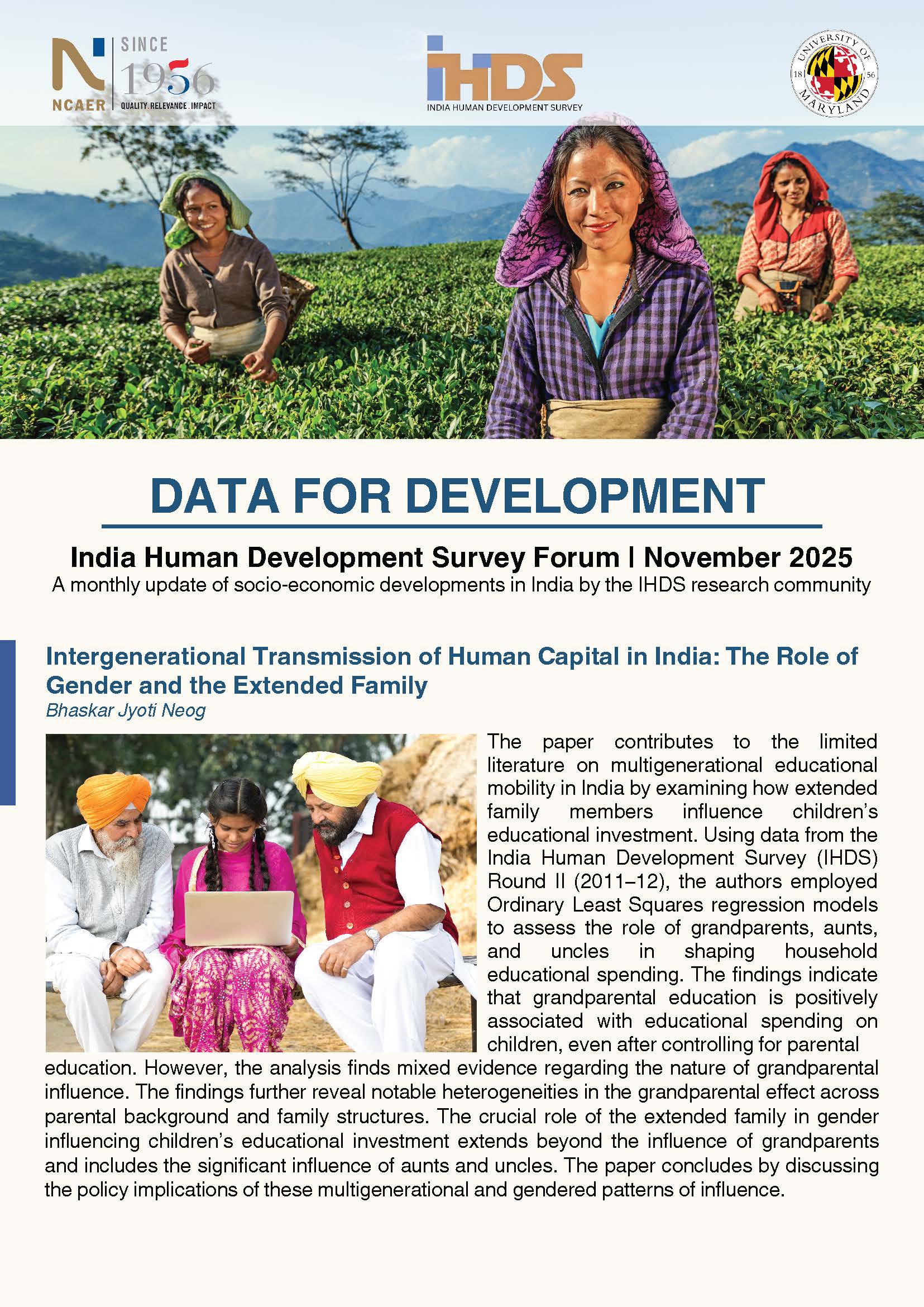 India Human Development Survey: November 2025
