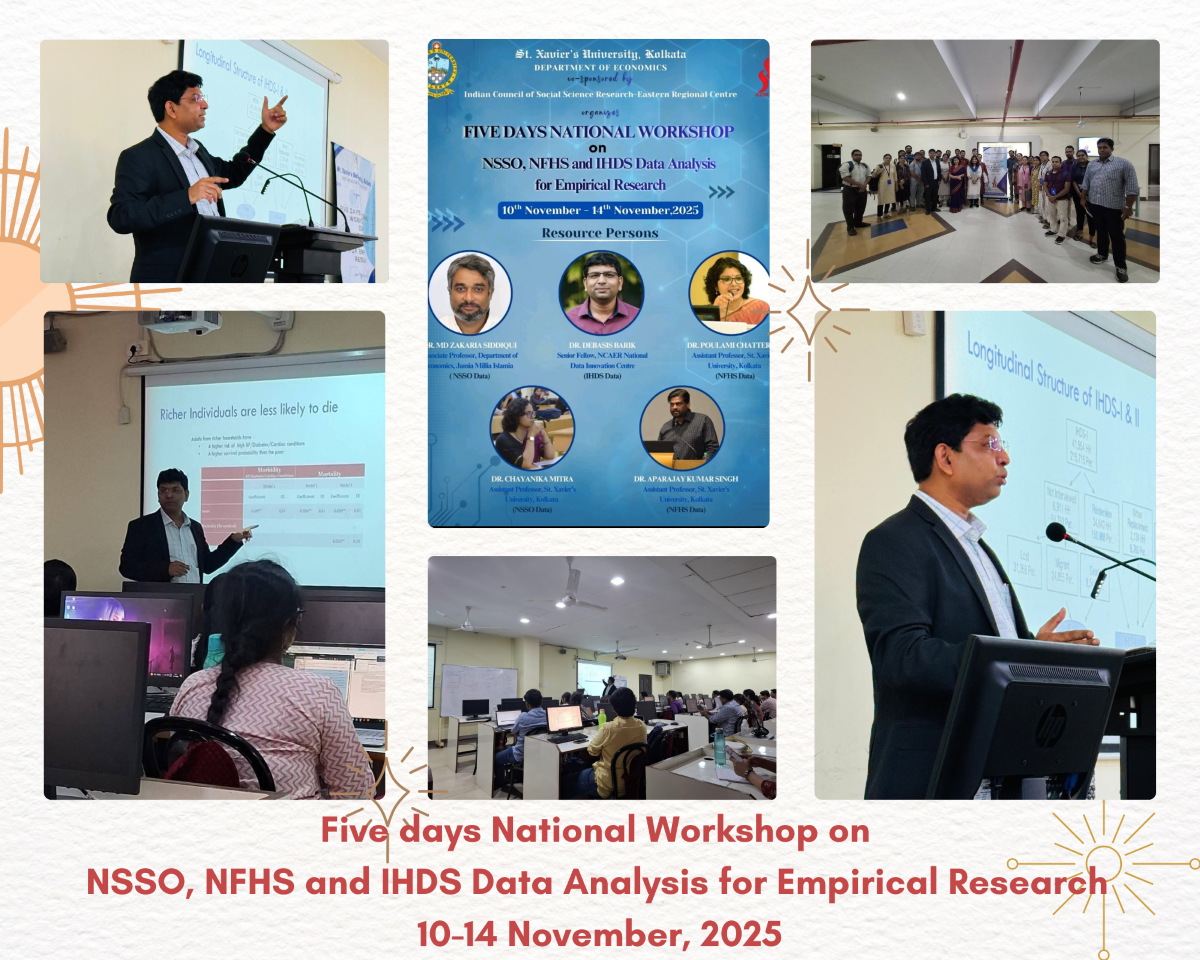 Dr Debasis Barik served as a resource person to conduct a session on IHDS data in a workshop at St. Xavier’s university.